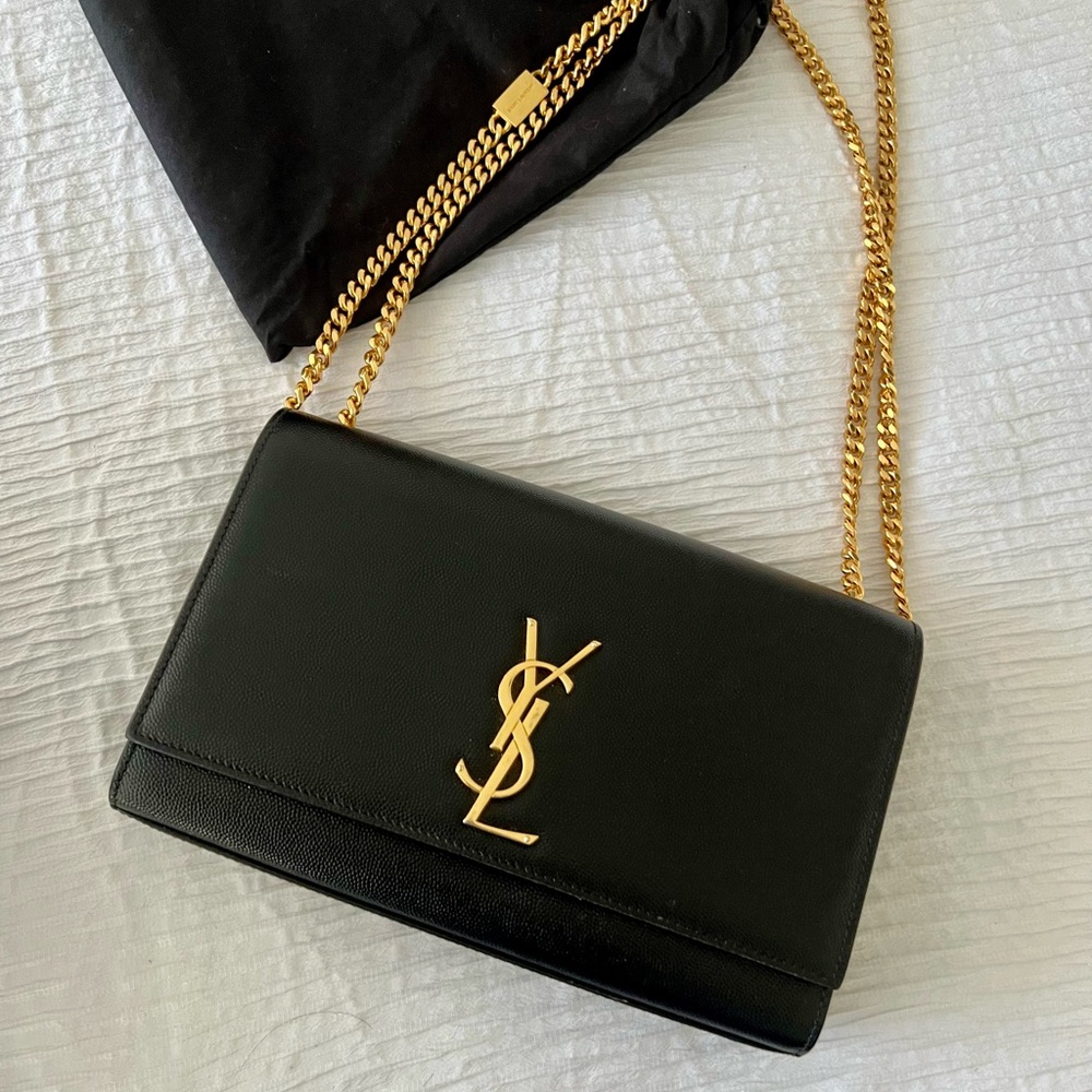 Yves Saint Laurent Black Crossbody with Gold Chain